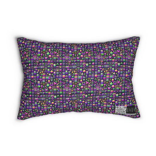 Digital Nostalgia Remix Modern Vintage Fusion Spun Polyester Lumbar Pillow - 8404 Design-49 S