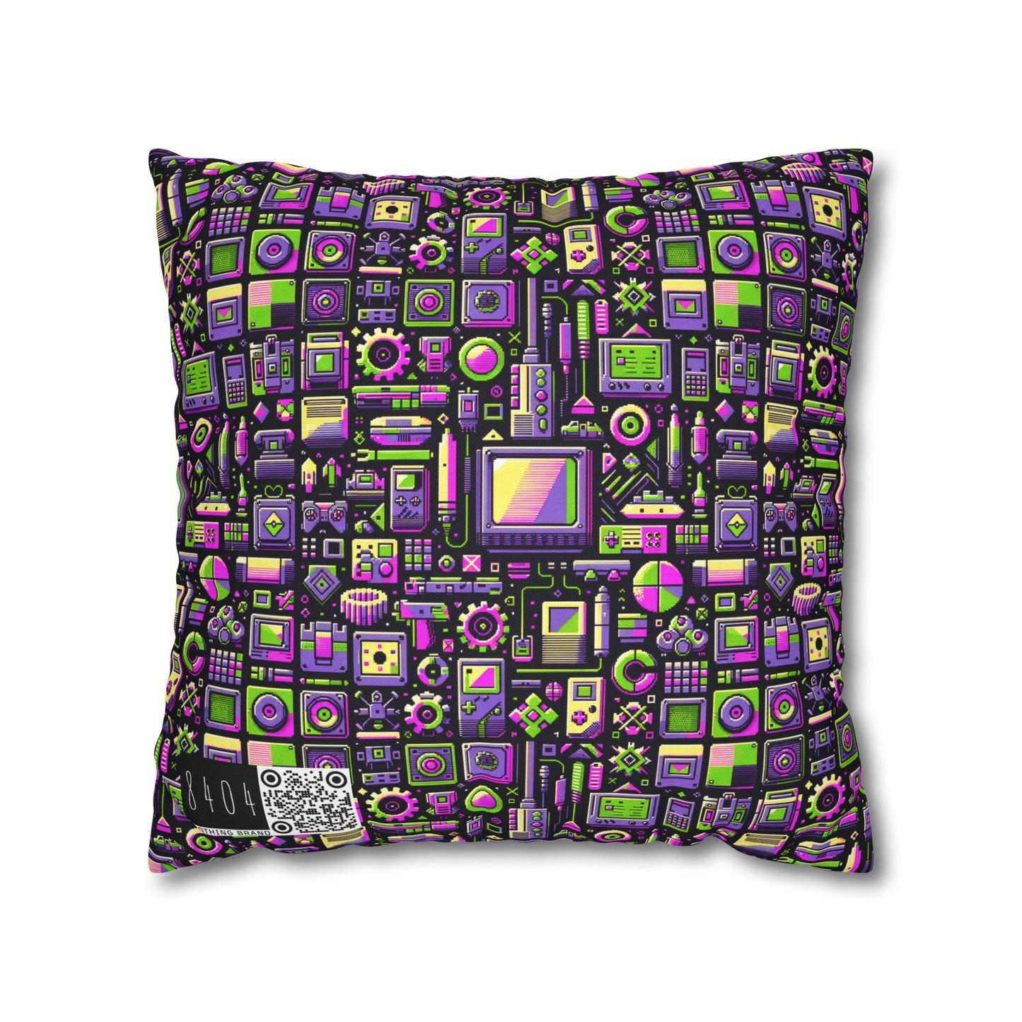 Digital Nostalgia Remix Modern Vintage Fusion Spun Polyester Square Pillowcase - 8404 Design-67