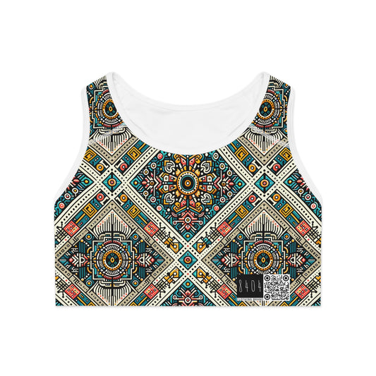 Cultural Fusion Tech Blend of Cultural Heritage With Tech-Inspired Elements Sports Bra - 8404 Design-64