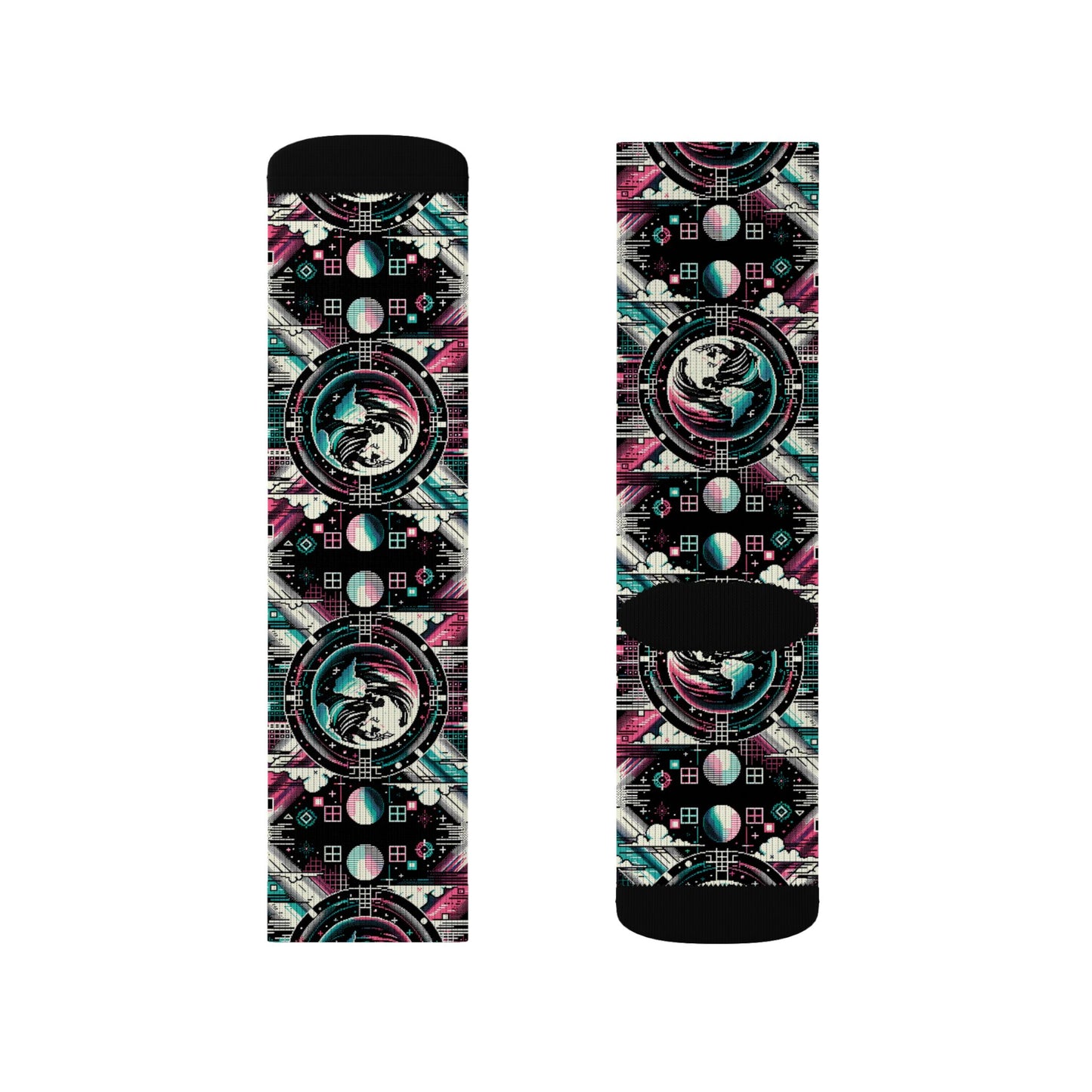Digital Artistry Digital-native Streetwear Sublimation Socks - 8404 Design-62