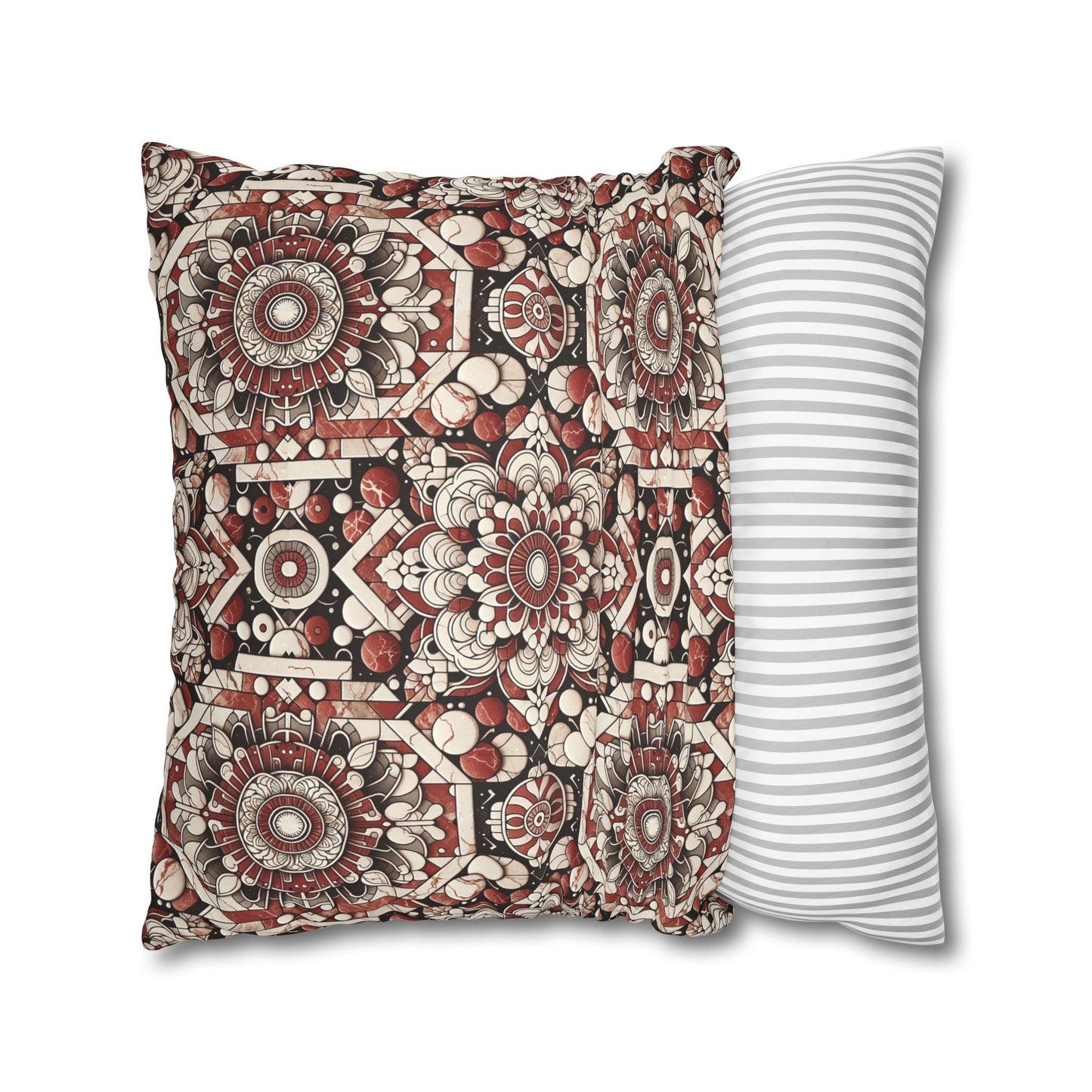 Neo Jomon Sculptural Aesthetics Artisanal Streetwear Faux Suede Square Pillowcase - 8404 Design-55