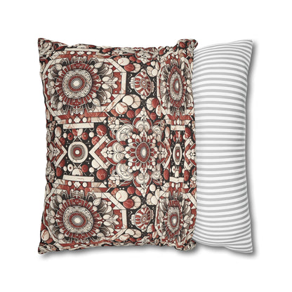 Neo Jomon Sculptural Aesthetics Artisanal Streetwear Faux Suede Square Pillowcase - 8404 Design-55