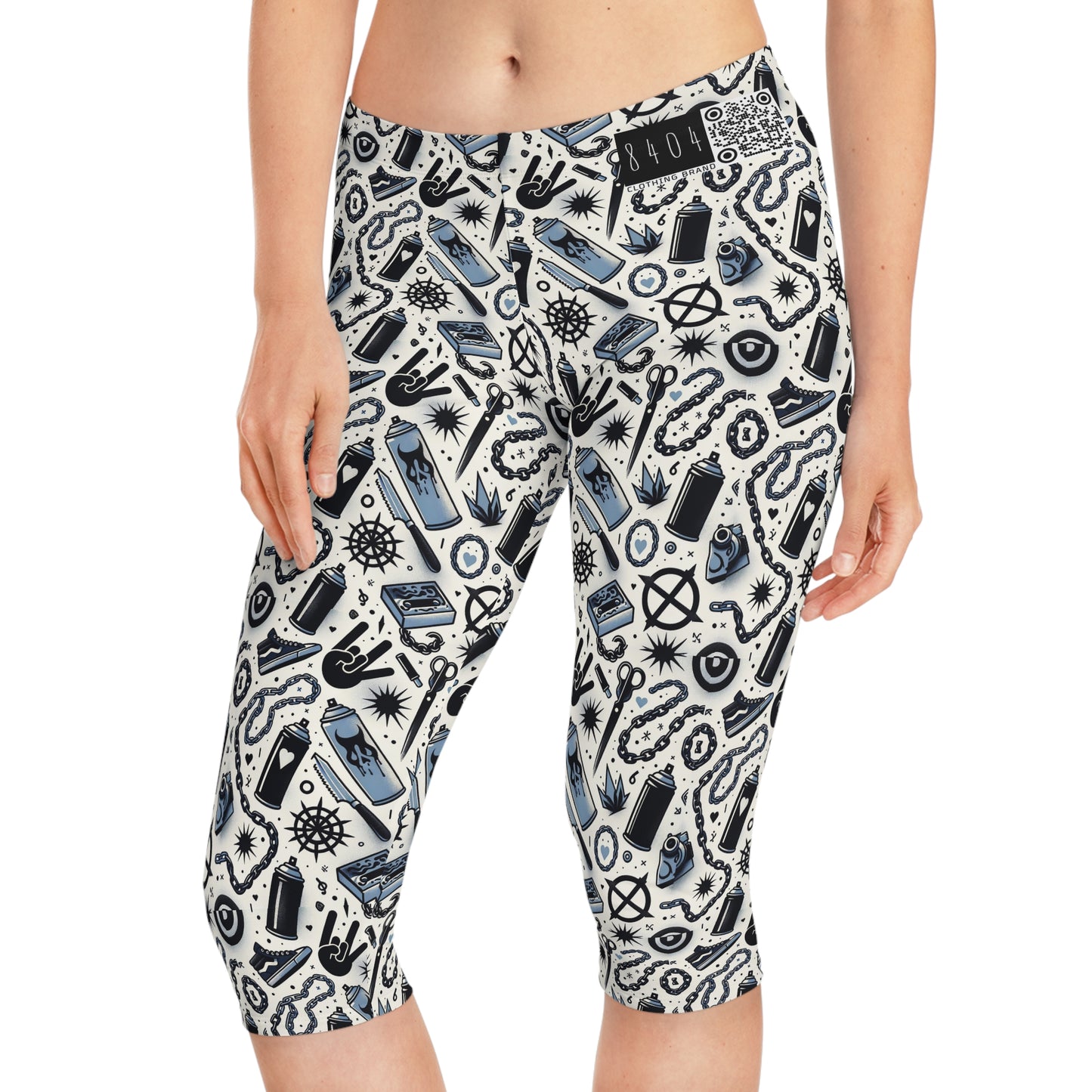 Cultural Rebellion Graphics Edgy and Rebellious With a Hint of Nostalgia Women's Capri Leggings - 8404 Design-57