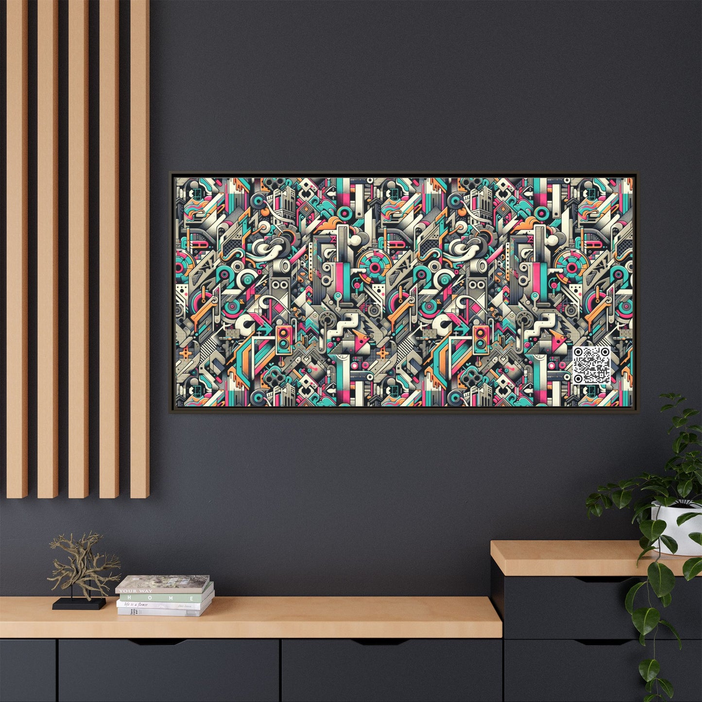 Digital Street Art Urban Street Style Matte Canvas, Framed (multi-color) - 8404 Design-74 B