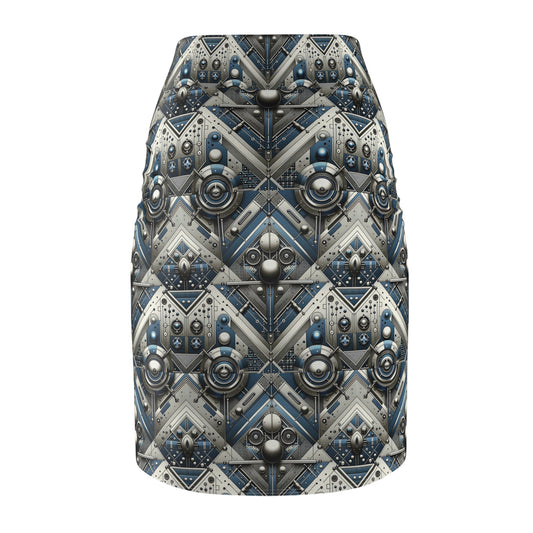 Tech Utility Fusion Tech-Forward Utility With a Futuristic Edge Women's Pencil Skirt - 8404 Design-63