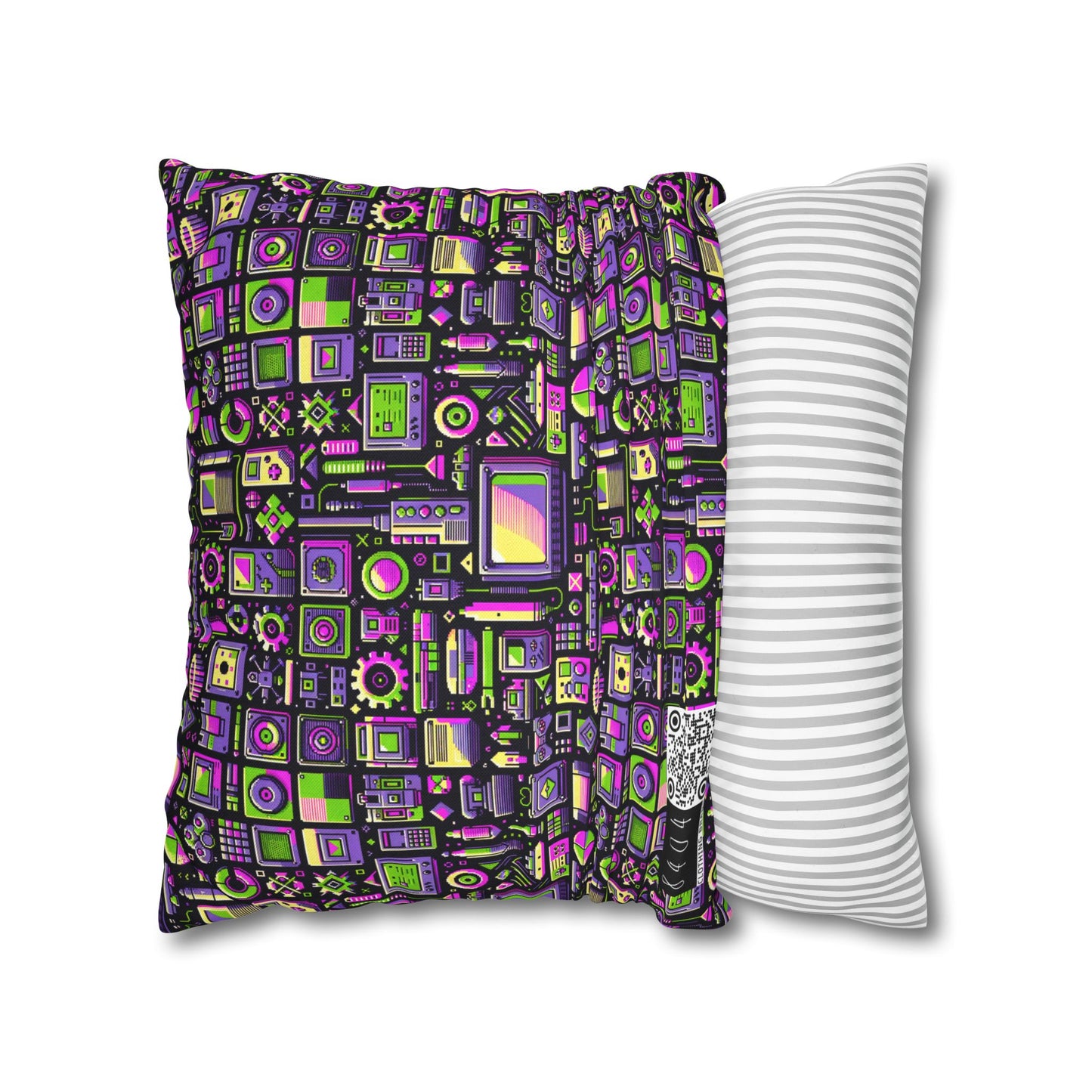 Digital Nostalgia Remix Modern Vintage Fusion Spun Polyester Square Pillowcase - 8404 Design-67