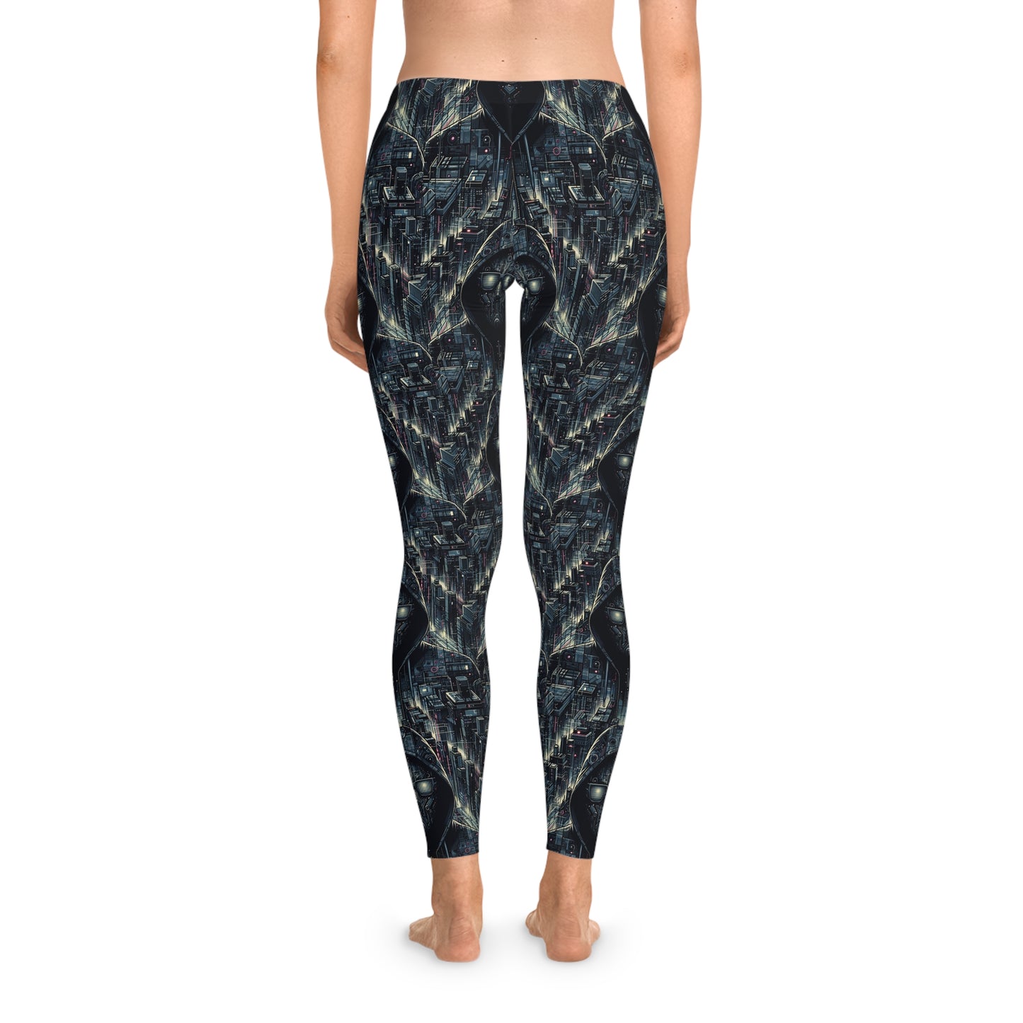 Tech Noir Aesthetics Sleek Tech Streetwear Stretch Leggings - 8404 Design-56