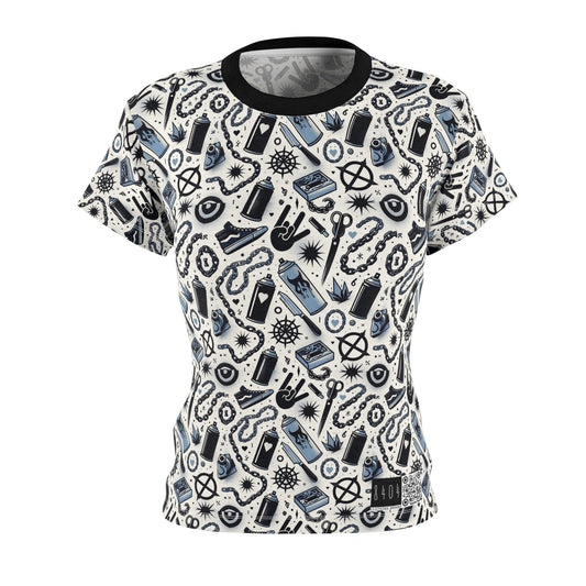 Cultural Rebellion Graphics Edgy and Rebellious With a Hint of Nostalgia Women's Cut & Sew Tee - 8404 Design-57