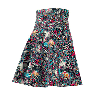 Urban Graffiti Fusion Eclectic Street Art Meets Modern Tech Culture Women's Skater Skirt - 8404 Design-50