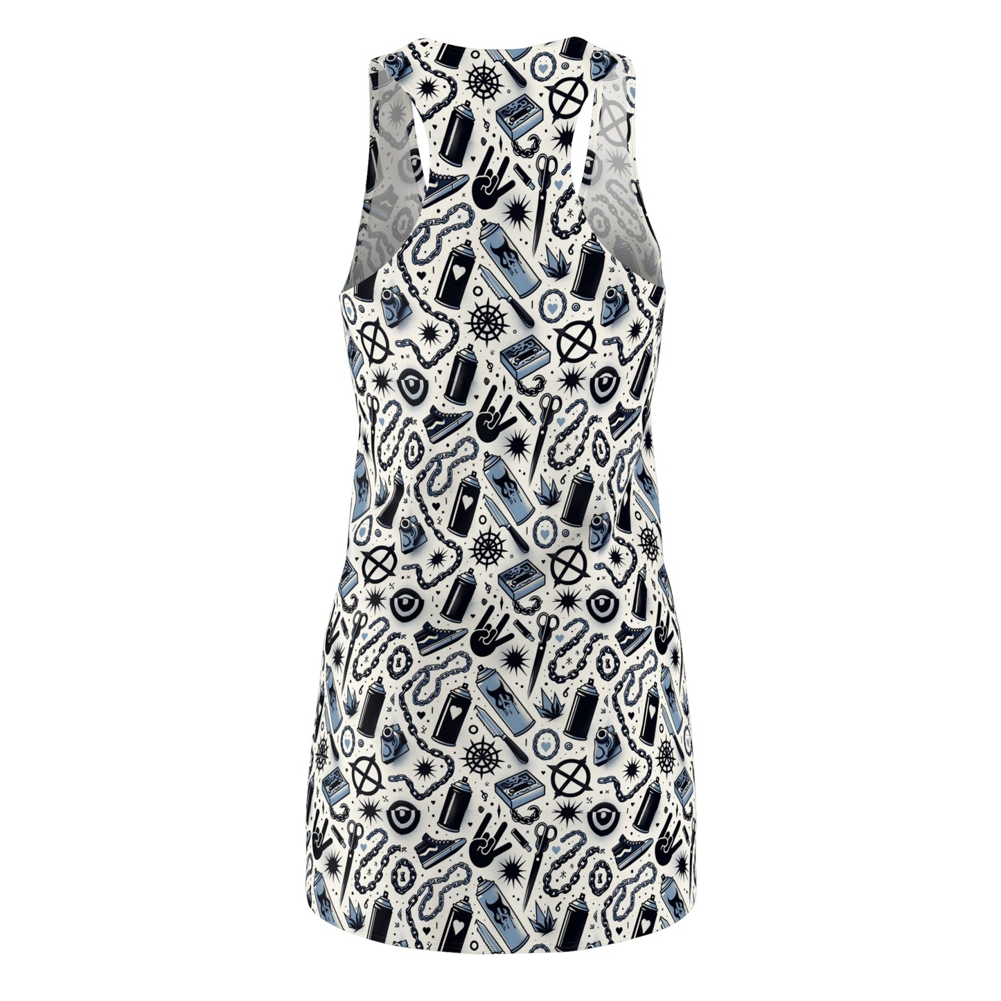 Cultural Rebellion Graphics Edgy and Rebellious With a Hint of Nostalgia Women's Cut & Sew Racerback Dress - 8404 Design-57