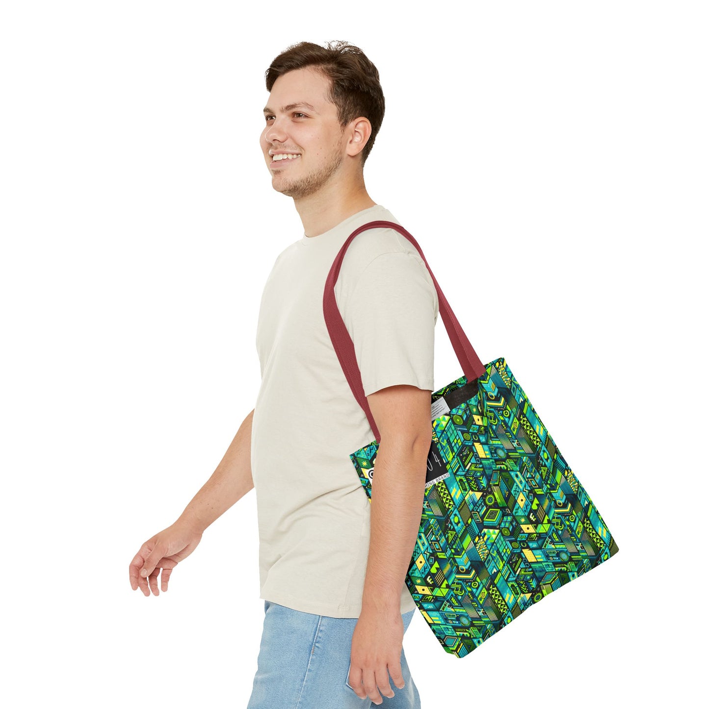 Tech-Infused Neon Tech-Forward Streetwear Tote Bag - 8404 Design-61