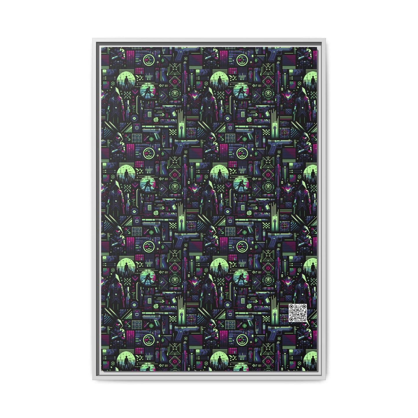 Tech Noir Futuristic Cyberpunk Matte Canvas, Framed (multi-Color) - 8404 Design-63 A