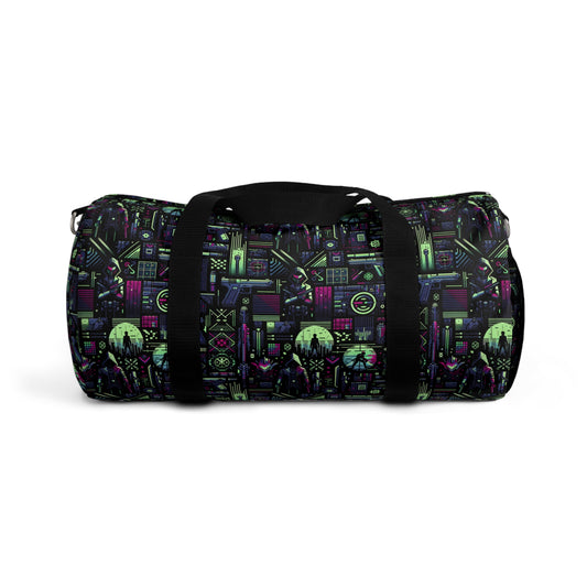 Tech Noir Futuristic Cyberpunk Duffel Bag - 8404 Design-63