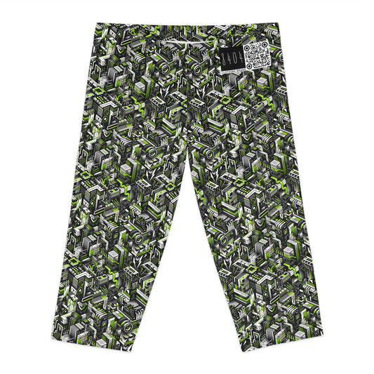 Graffiti Tech Fusion Bold Streetwear Fusion Women's Capri Leggings - 8404 Design-53