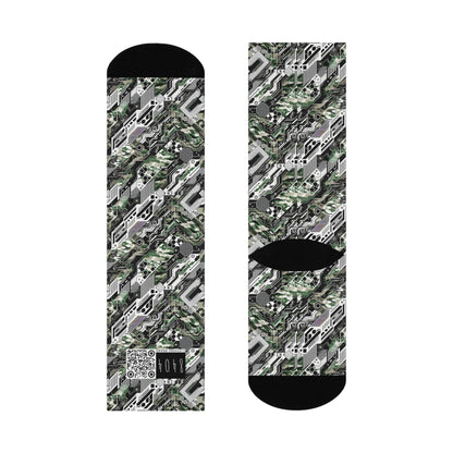 Tech Camo Fusion Tech-Forward Streetwear With a Futuristic Edge Cushioned Crew Socks - 8404 Design-46