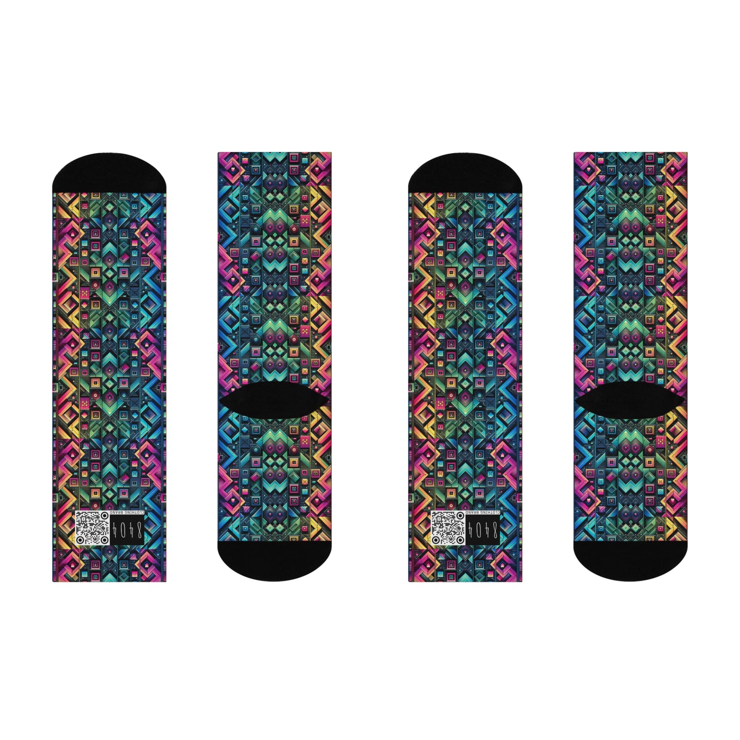 Tech-Inspired Graphics Cyberpunk Cool Cushioned Crew Socks - 8404 Design-58