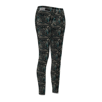Tech Noir Futuristic Tech Aesthetic with a Dark Twist Women's Cut & Sew Casual Leggings - 8404 Design-59