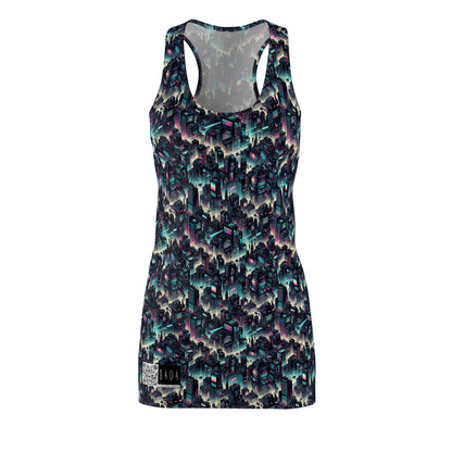 Digital Rebellion Tech-Inspired Streetwear Women's Cut & Sew Racerback Dress - 8404 Design-51
