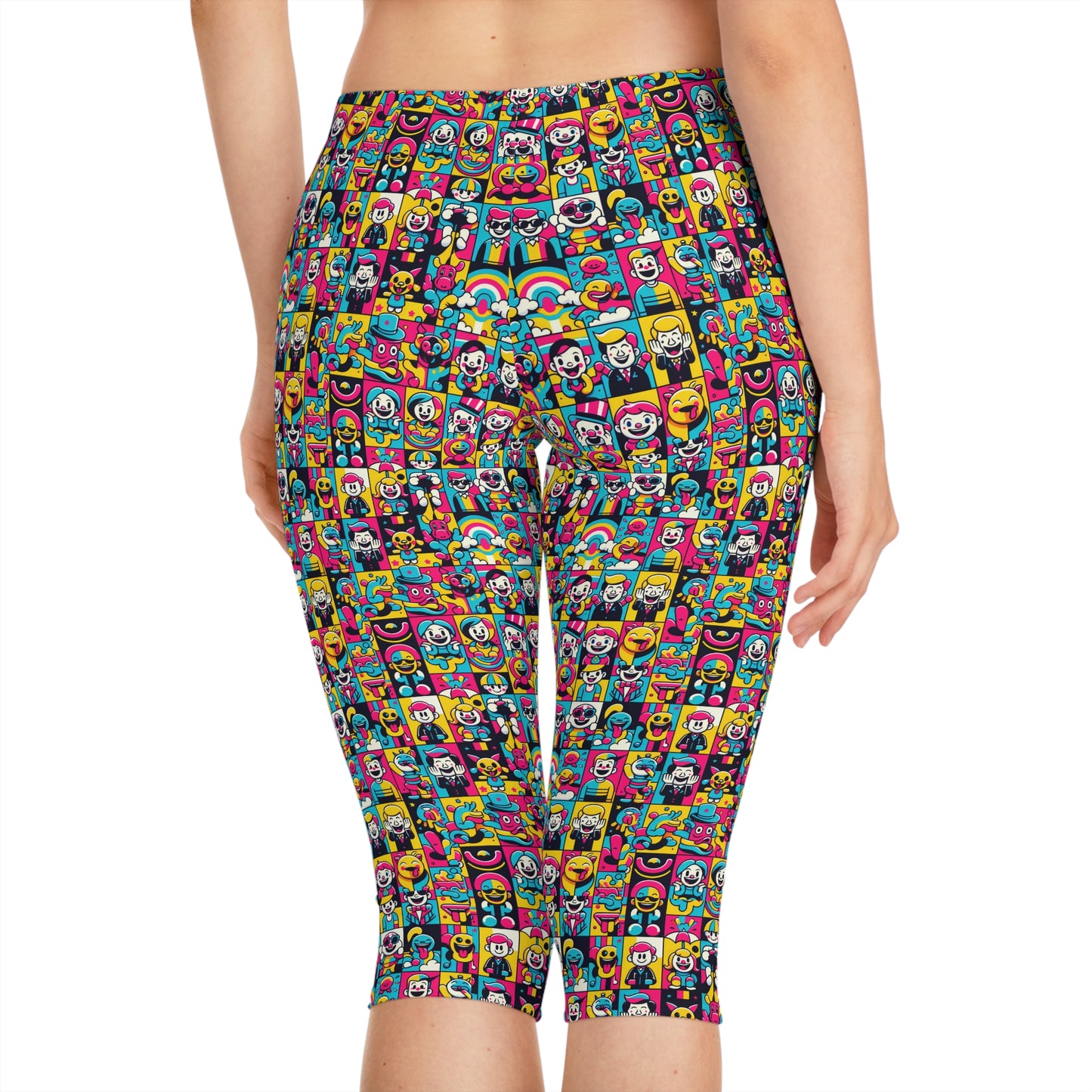 Neon Pop Playful Pop Culture Mashup Women's Capri Leggings - 8404 Design-60