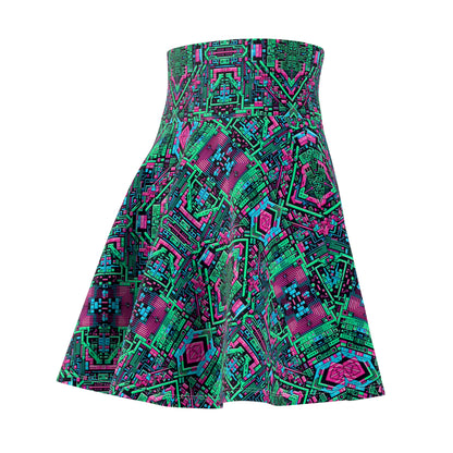 Digital Glitch Vibes Tech-Inspired Streetwear Women's Skater Skirt - 8404 Design-71
