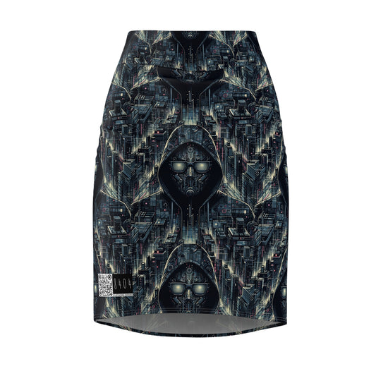 Tech Noir Aesthetics Sleek Tech Streetwear Women's Pencil Skirt - 8404 Design-56