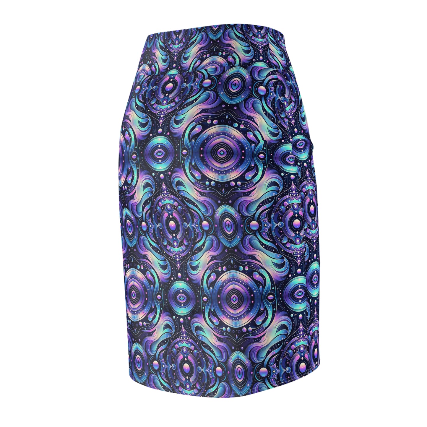 Iridescent Tech Fusion Tech-Forward Streetwear Women's Pencil Skirt - 8404 Design-62