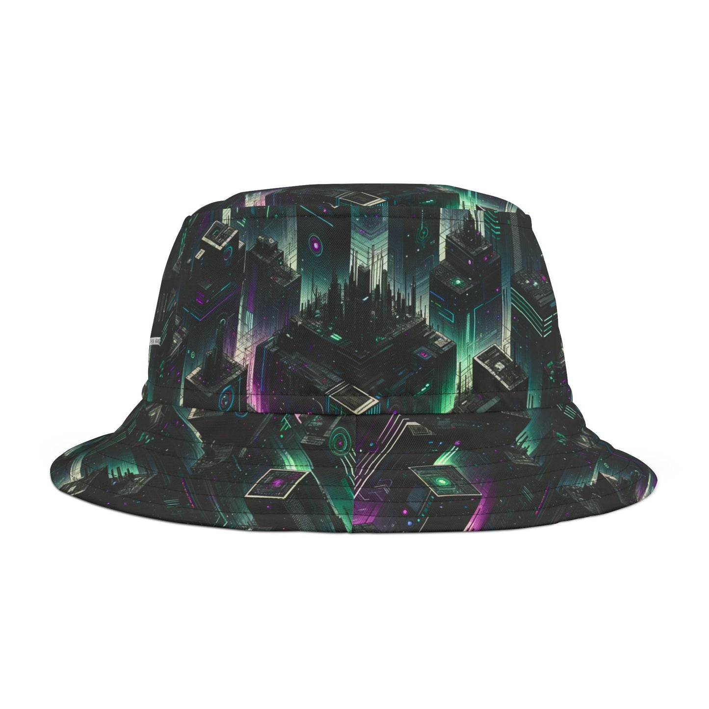 Tech Noir Aesthetics Tech-Forward Urban Dystopia Bucket Hat - 8404 Design-44