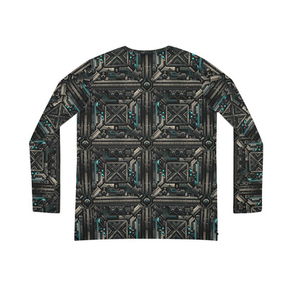 Tech Noir Futuristic Tech Aesthetic with a Dark Twist Women's Long Sleeve V-neck Shirt - 8404 Design-59