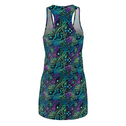 Tech-Infused Neon Tech-Forward Streetwear Women's Cut & Sew Racerback Dress - 8404 Design-66