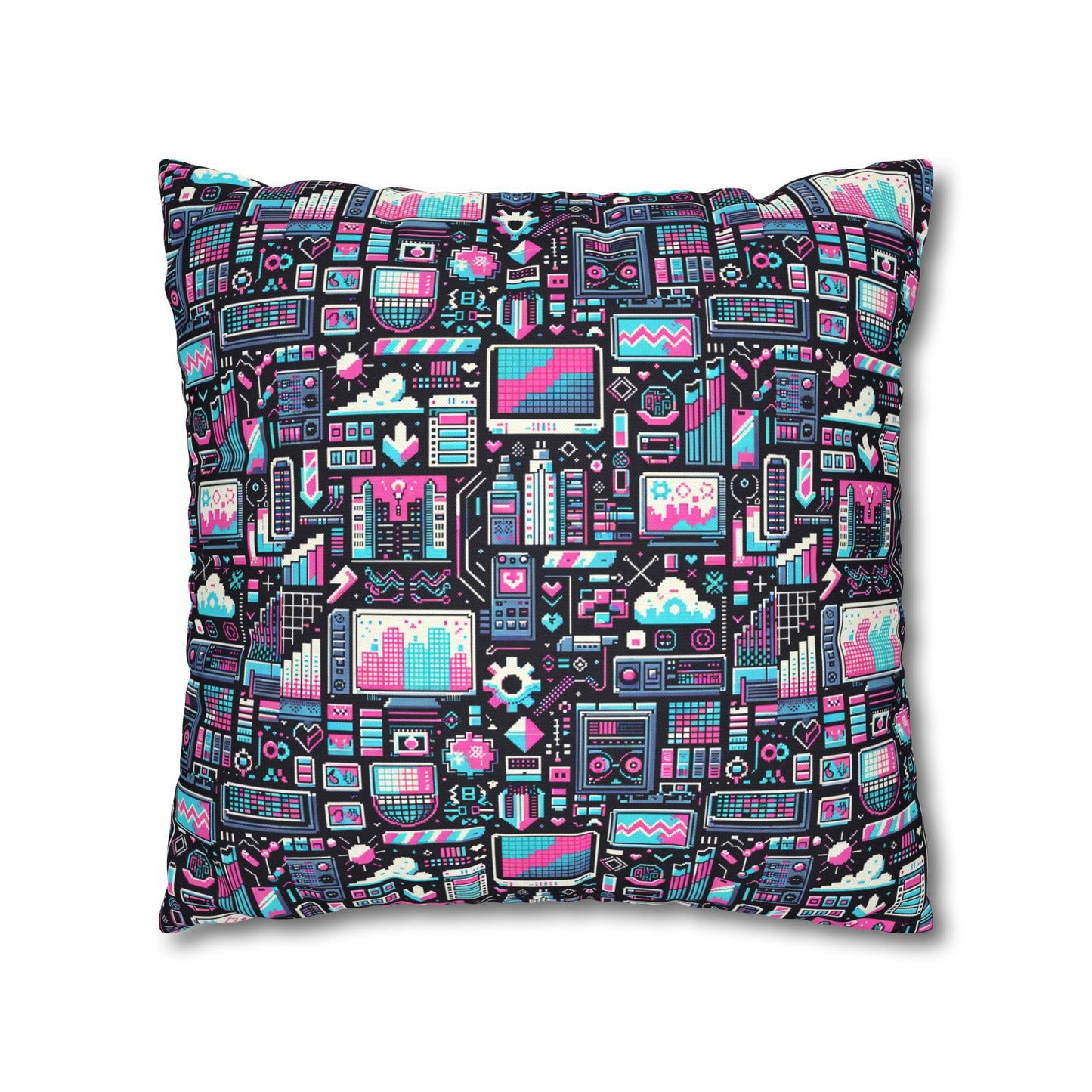 Digital Rebellion Youthful Streetwear with a Rebellious Digital Twist Spun Polyester Square Pillowcase - 8404 Design-71