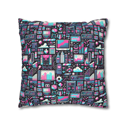 Digital Rebellion Youthful Streetwear with a Rebellious Digital Twist Spun Polyester Square Pillowcase - 8404 Design-71