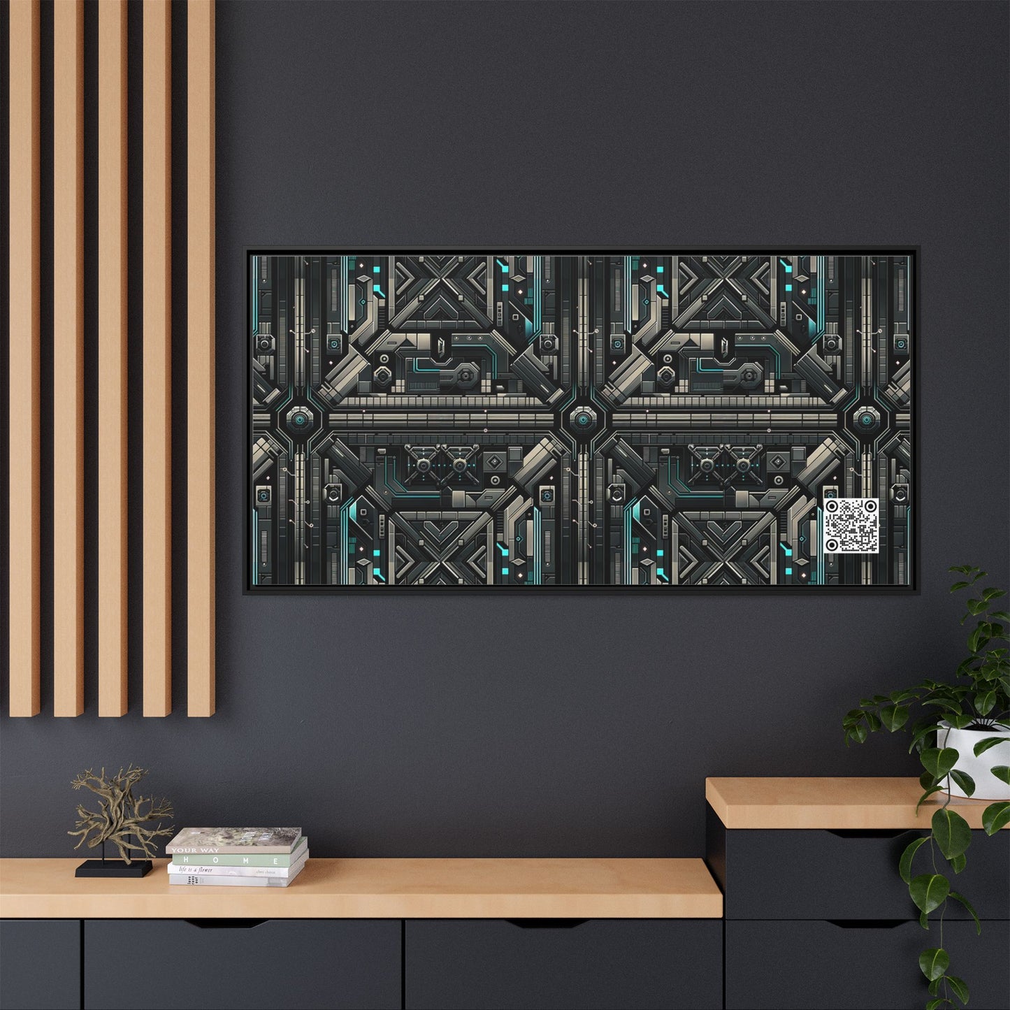 Tech Noir Futuristic Tech Aesthetic with a Dark Twist Matte Canvas, Framed (multi-color) - 8404 Design-59 B