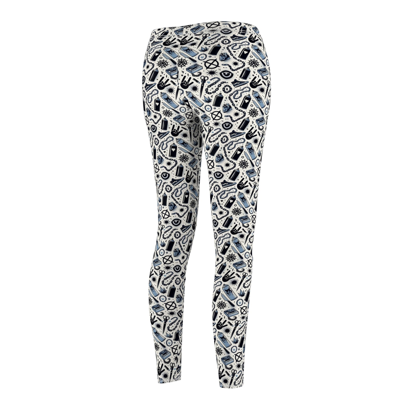 Cultural Rebellion Graphics Edgy and Rebellious With a Hint of Nostalgia Women's Cut & Sew Casual Leggings - 8404 Design-57