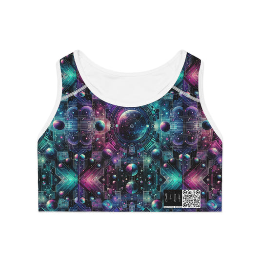 Galactic Hues Tech-Forward Cosmic Fusion Sports Bra - 8404 Design-59