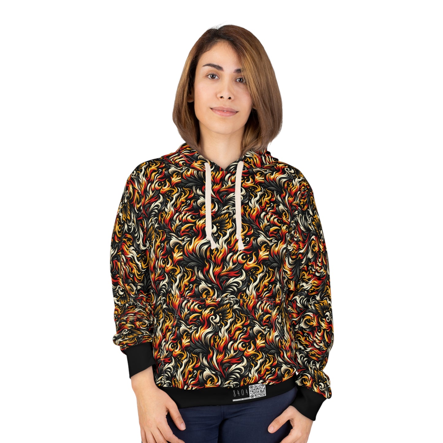 Fire & Flames Bold Streetwear Statement Pullover Hoodie - 8404 Design-55