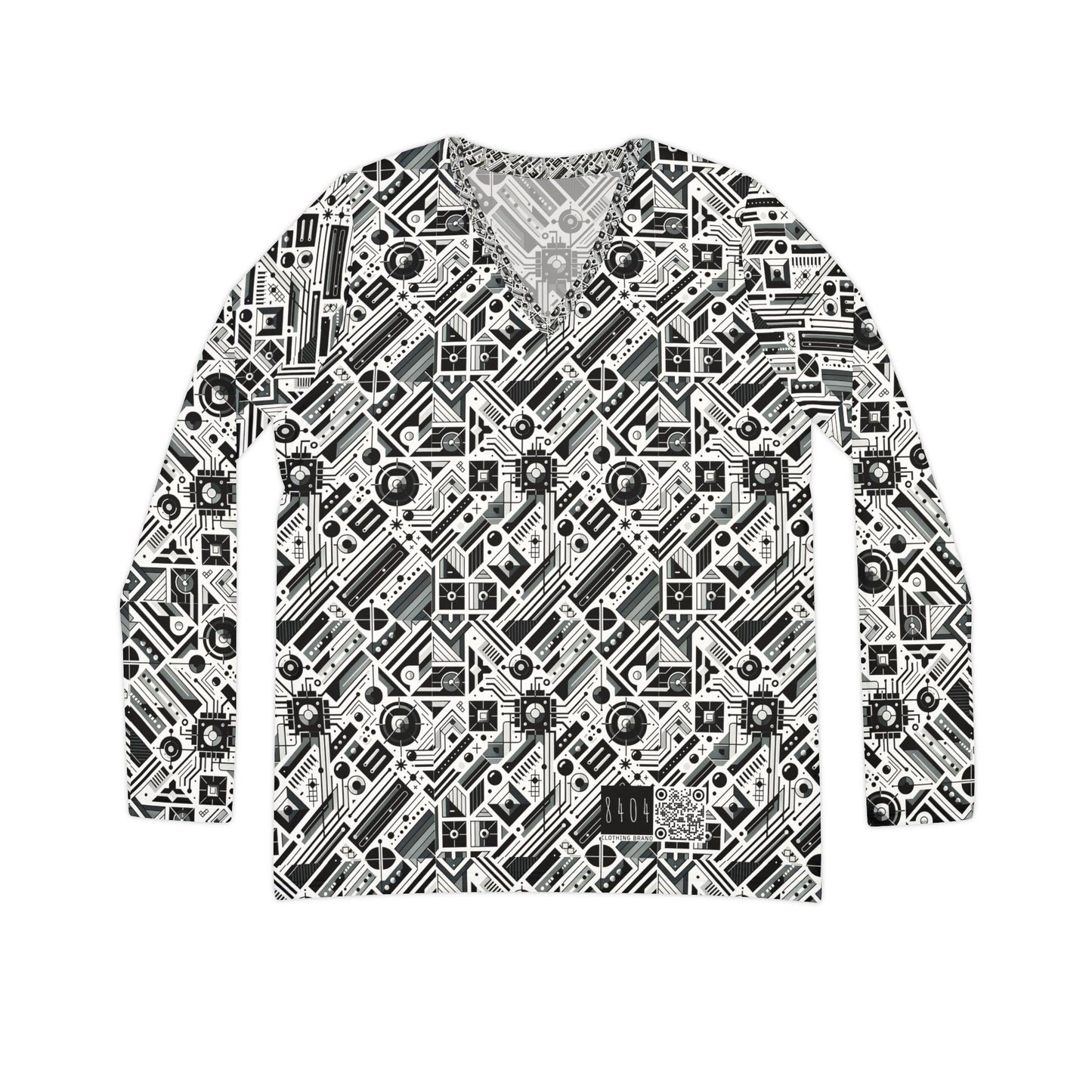 Digital Minimalism Minimalist Tech Women's Long Sleeve V-Neck Shirt - 8404 Design-62