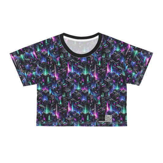 Tech Noir Graphics Futuristic Tech Aesthetics Crop Tee - 8404 Design-55