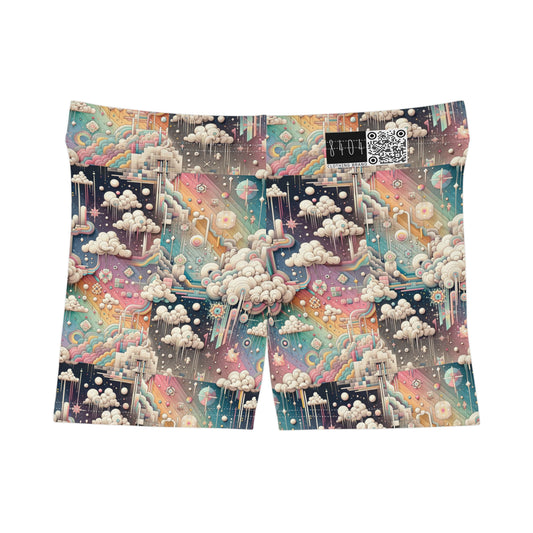 Digital Dreamland Whimsical and Nostalgic Streetwear With a Digital Twist Women's Shorts - 8404 Design-52