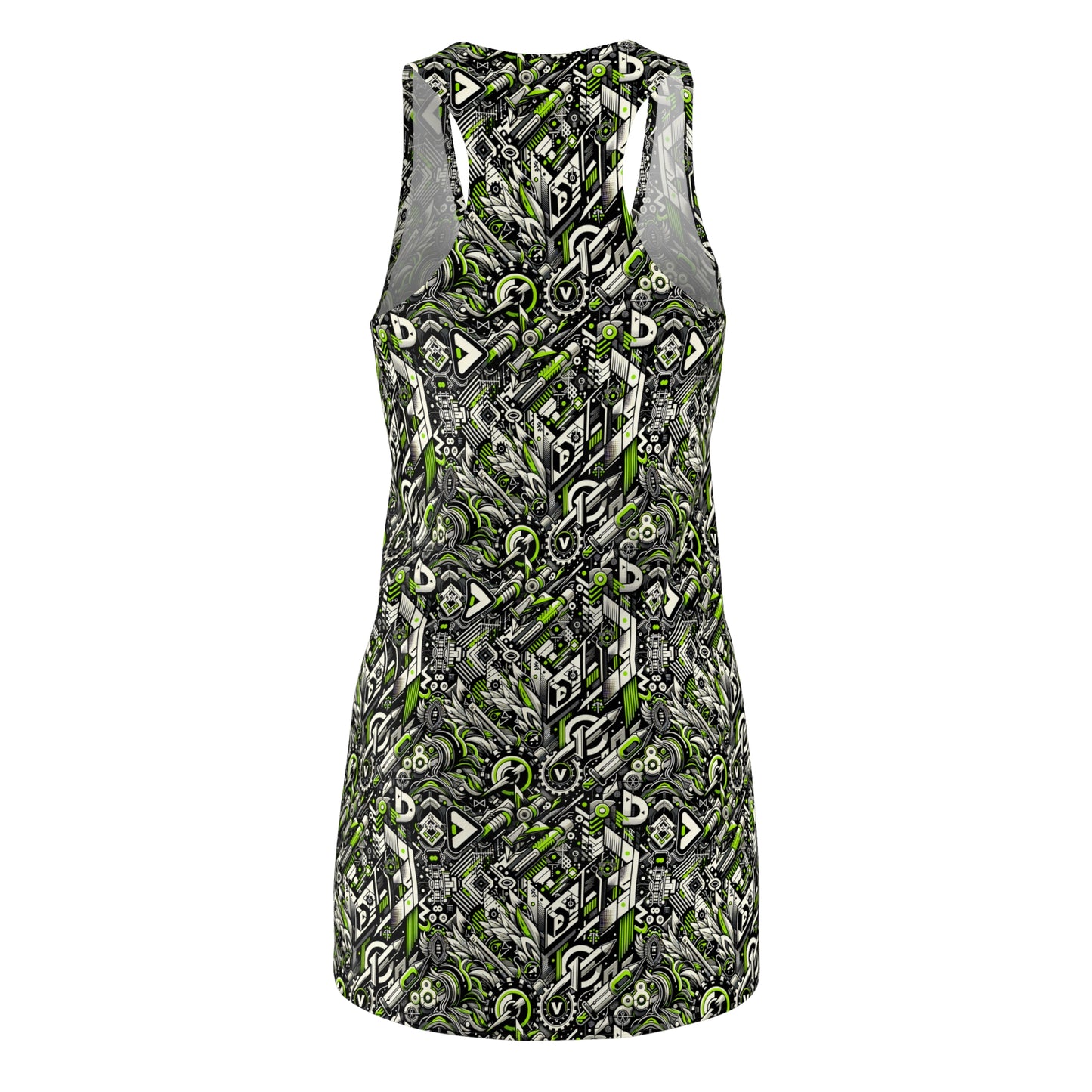 Graffiti Tech Fusion Bold Streetwear Fusion Women's Cut & Sew Racerback Dress - 8404 Design-59