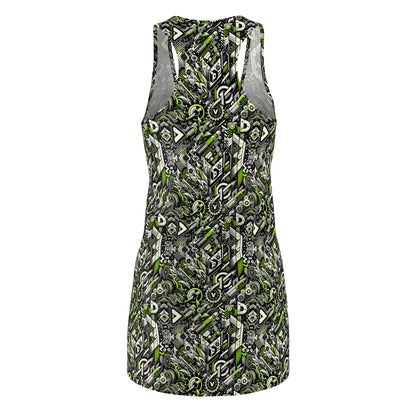 Graffiti Tech Fusion Bold Streetwear Fusion Women's Cut & Sew Racerback Dress - 8404 Design-59