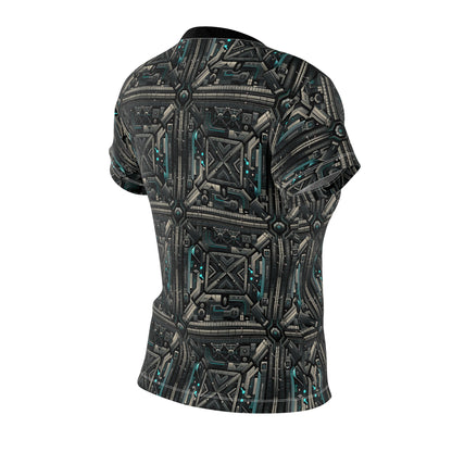 Tech Noir Futuristic Tech Aesthetic with a Dark Twist Women's Cut & Sew Tee - 8404 Design-59
