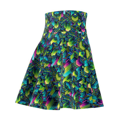 Tech-Infused Neon Tech-Forward Streetwear Women's Skater Skirt - 8404 Design-65