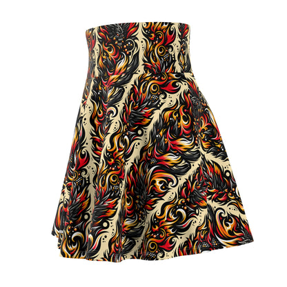 Flame Graphics Maximalist Streetwear Women's Skater Skirt - 8404 Design-65