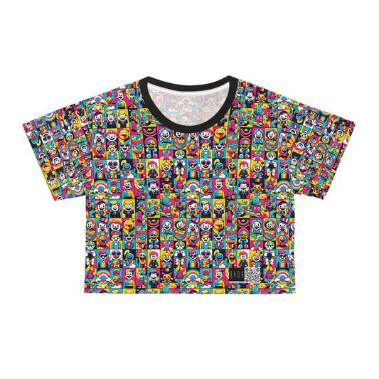 Neon Pop Playful Pop Culture Mashup Crop Tee - 8404 Design-60