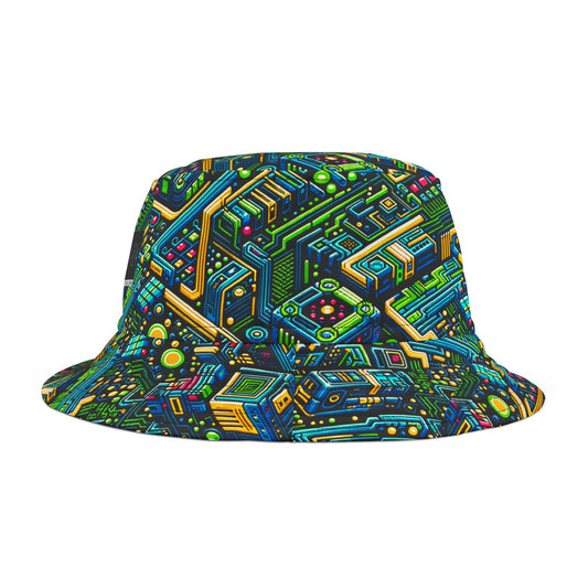 Digital Nomad Chic Cyberpunk Tech Bucket Hat - 8404 Design-47