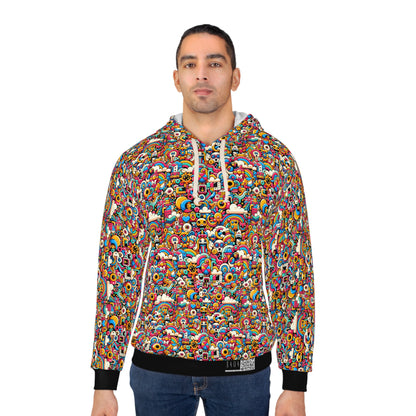 Neon Pop Playful Pop Culture Mashup Pullover Hoodie - 8404 Design-62