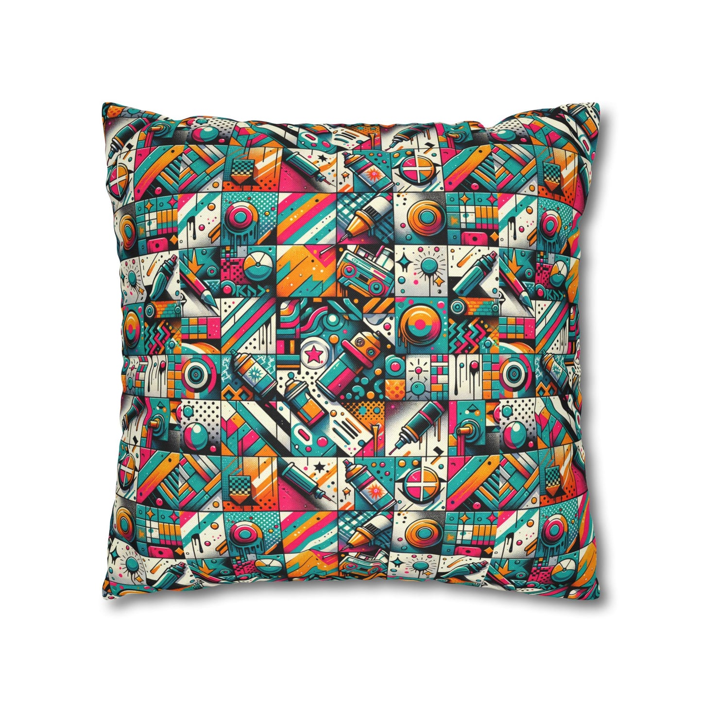 Graffiti Fusion Modern Street Art Fusion Spun Polyester Square Pillowcase - 8404 Design-58