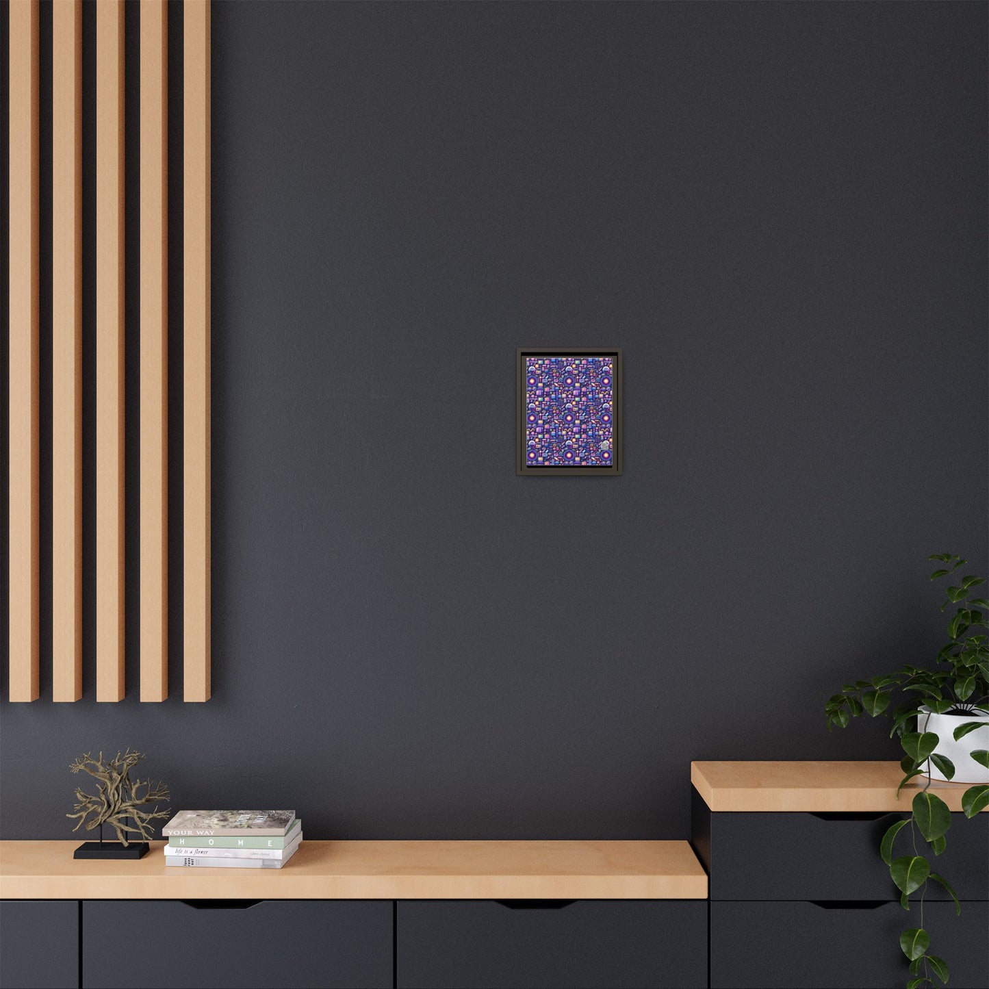 Digital Nostalgia Modern Retro Fusion Matte Canvas, Framed (multi-Color) - 8404 Design-64 B