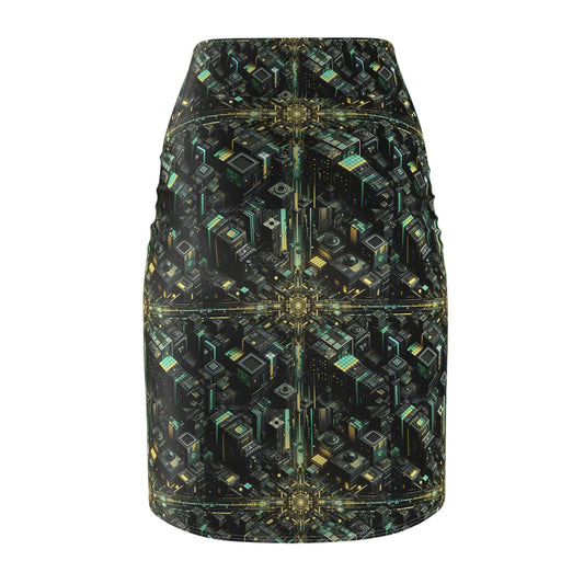 Tech Noir Graphics Tech-Inspired Streetwear Women's Pencil Skirt - 8404 Design-66