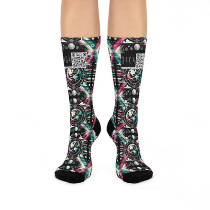 Digital Artistry Digital-native Streetwear Cushioned Crew Socks - 8404 Design-62
